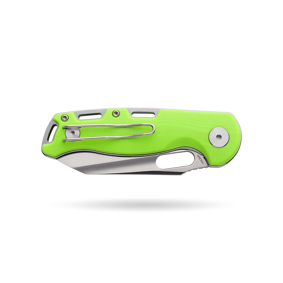BOONEFORGE Warmark Premium EDC Manual thumb knife ( 3.33'' Satin 14C28N Blade & Fluorescent green G10 Handle) - BF009