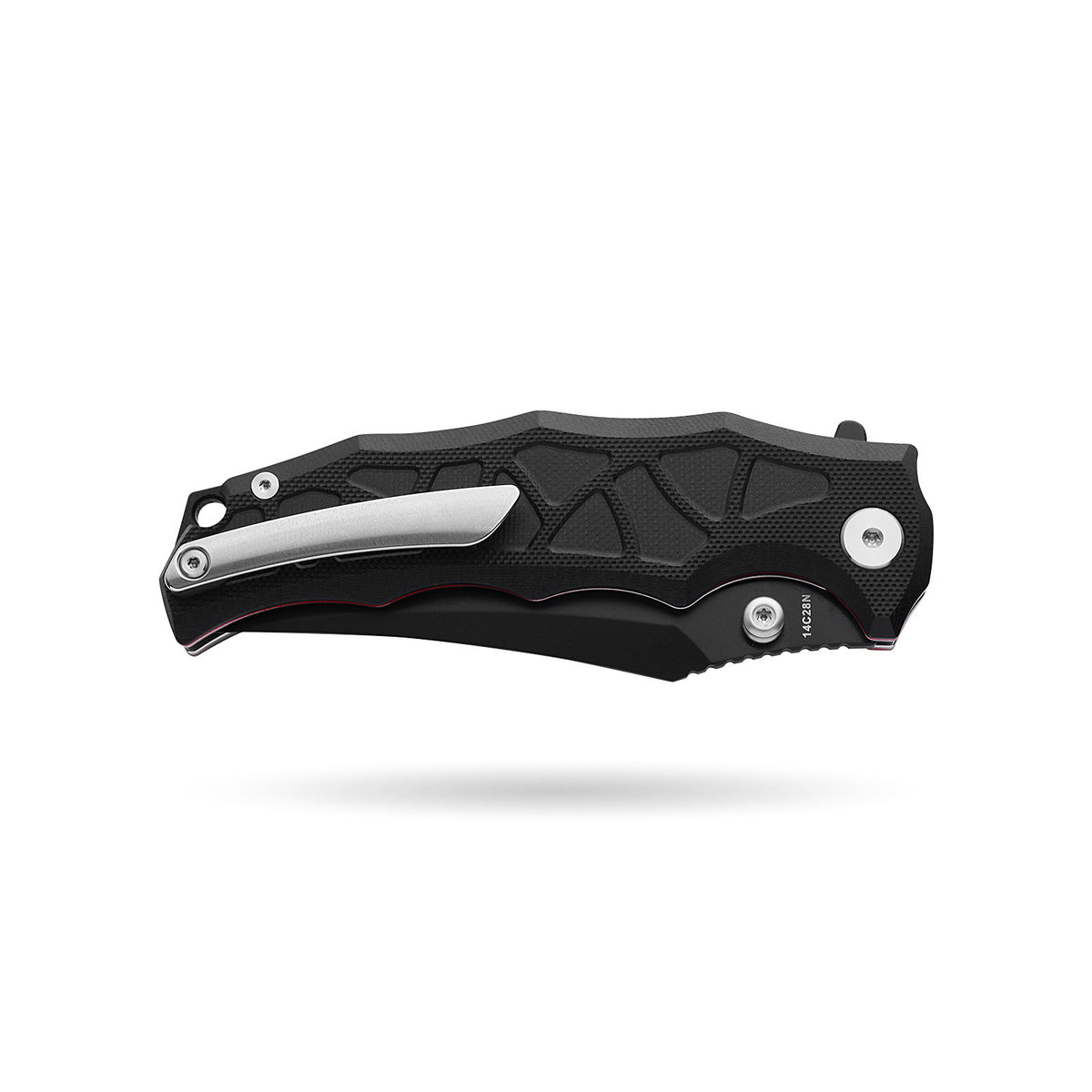 BOONEFORGE Ironstrider Premium EDC Fliper & Thumb Stud knife(3.81'' Black Titanium Plated 14C28N Blade & Black G10 Handle ) - BF013A
