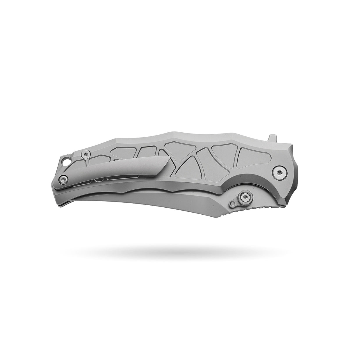 [PRE‑ORDER]BOONEFORGE Frostspine Premium EDC Fliper & Thumb Stud knife(4.06'' Bead Blasted M390  Blade & Grey TC4 Titanium Handle ) - BF013