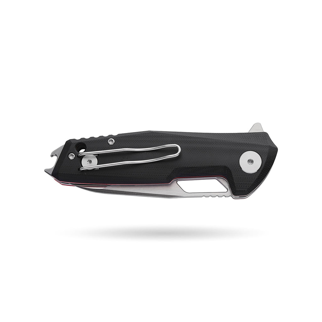 BOONEFORGE Berserker Premium EDC Flipper & Thumb hole knife( 3.07'' Satin 14C28N Blade & Black G10 Handle ) - BF072