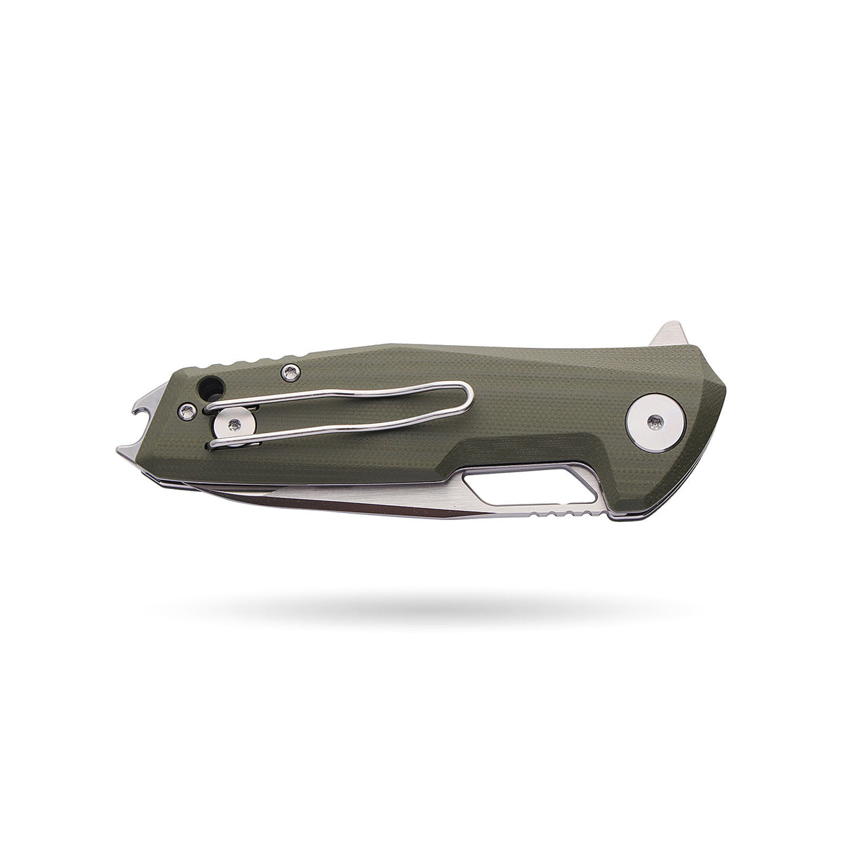 BOONEFORGE Berserker Premium EDC Flipper & Thumb hole knife( 3.07'' Satin 14C28N Blade & Army green G10 Handle ) - BF072