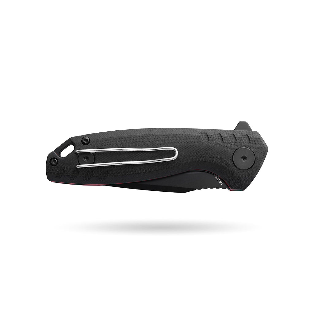 BOONEFORGE Nightvein Premium EDC Flipper knife (3.39'' Black Titanium Plated 14C28N Blade & Black G10 Handle) - BF011