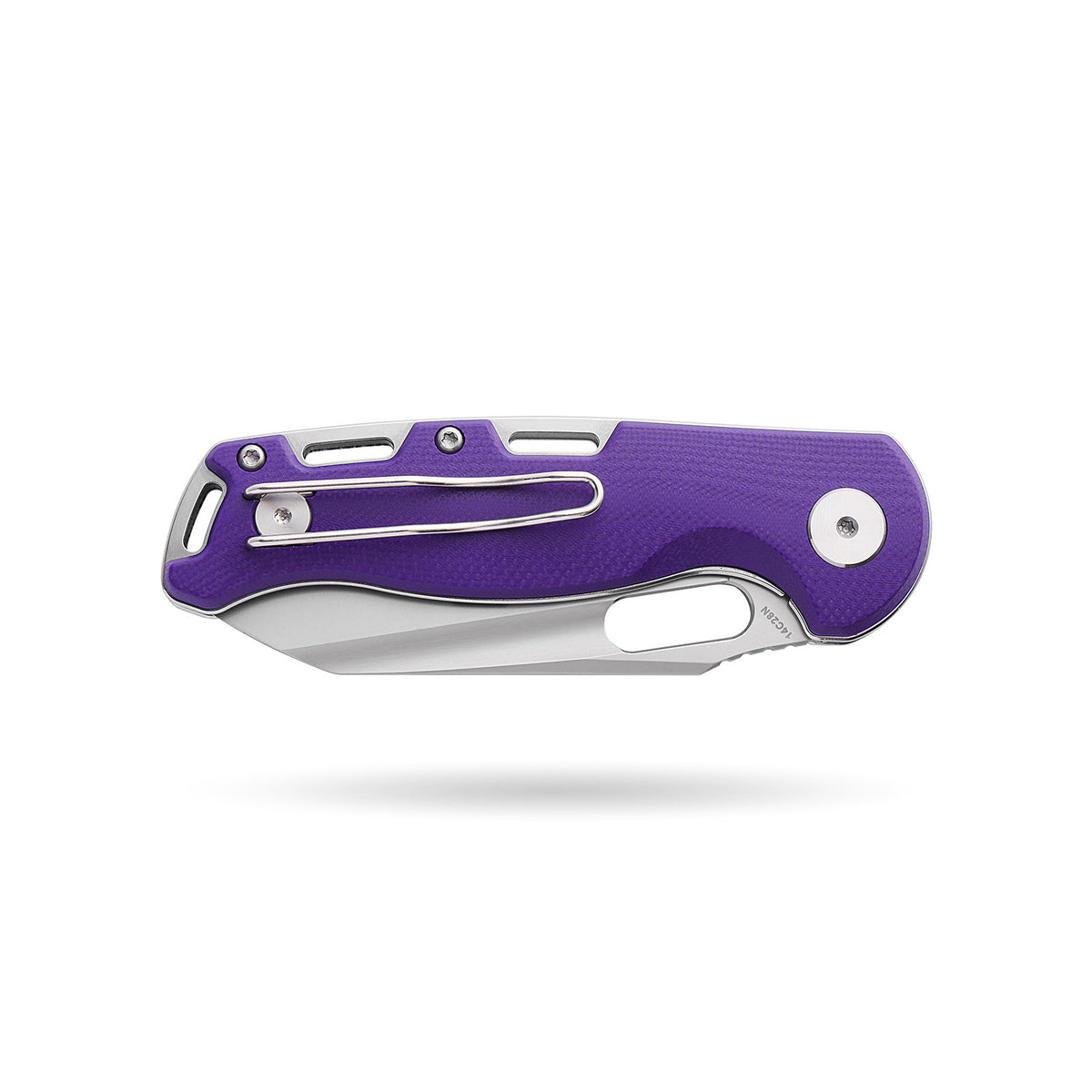 BOONEFORGE Warmark Premium EDC Manual thumb knife ( 3.33'' Bead Blasted 14C28N Blade & Purple G10 Handle) - BF009