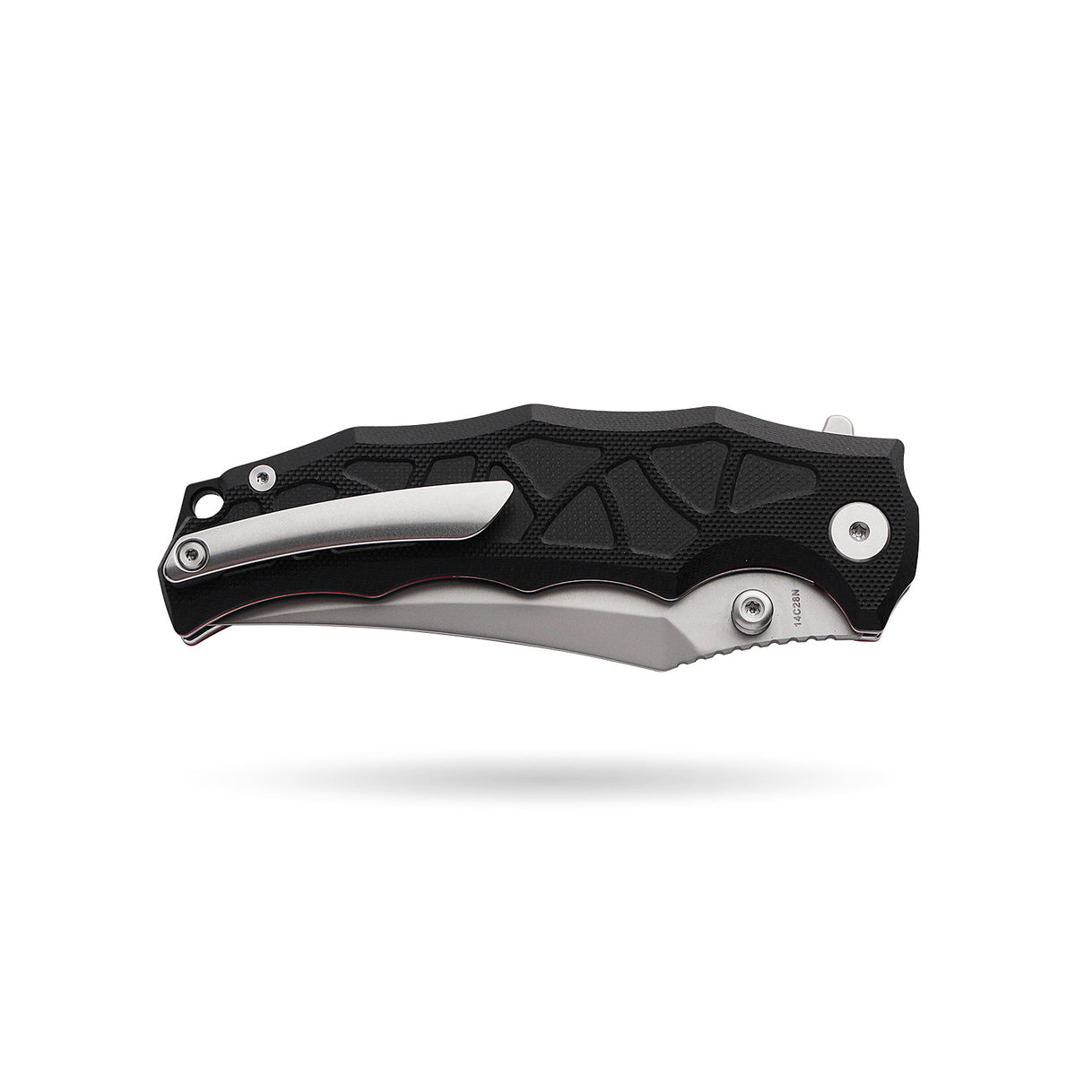 BOONEFORGE Ironstrider Premium EDC Fliper & Thumb Stud knife(3.81'' Bead Blasted 14C28N Blade & Black G10 Handle ) - BF013A