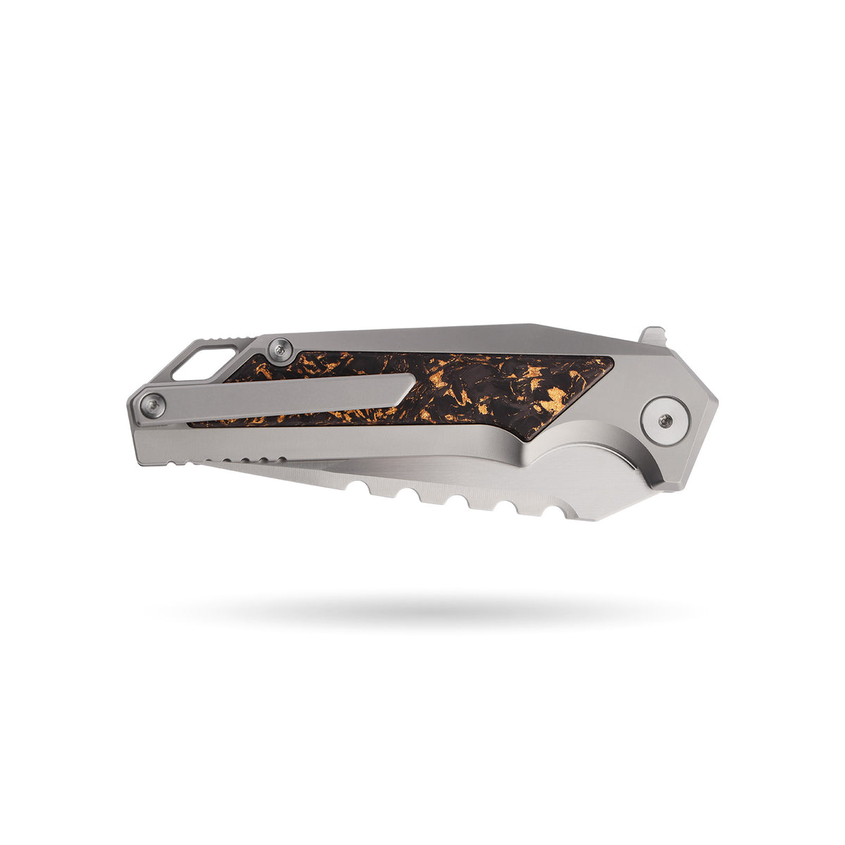 BOONEFORGE Hellfire Premium EDC Fliper & Thumb Stud knife( 3.7'' Satin BÖHLER M390 Blade & Grey TC4 Titanium/Carbon Fiber Handle ) - BF055