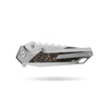 [PRE‑ORDER]BOONEFORGE Hellfire Premium EDC Fliper & Thumb Stud knife( 3.7'' Satin M390 Blade & Grey TC4 Titanium/Carbon Fiber Handle ) - BF055