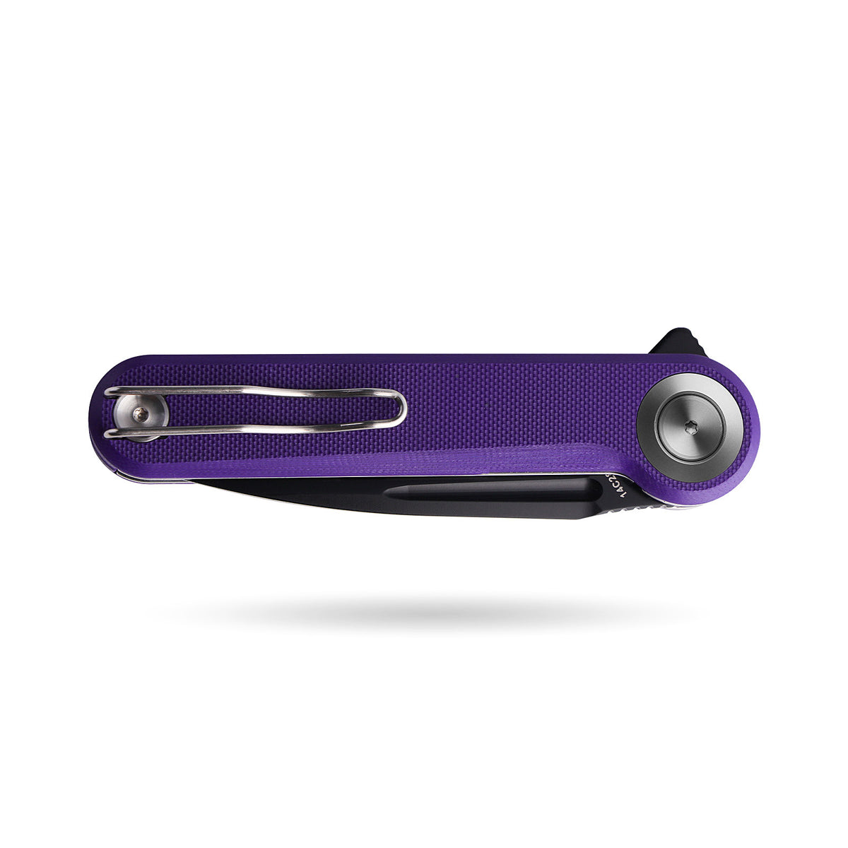 BOONEFORGE Ironjudge Premium EDC Flipper knife ( 3.39'' Black Titanium Plated 14C28N Blade & Purple G10 Handle ) - BF905