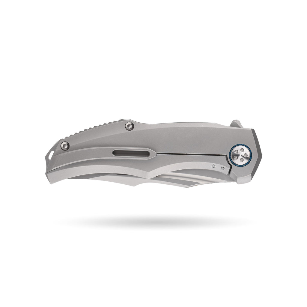 BOONEFORGE Doomsday Premium EDC Flipper knife ( 3.89'' Bead Blasted M390 Blade & Grey TC4 Titanium Handle ) - BF069