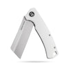BOONEFORGE Breaker Premium EDC Flipper knife ( 3.34'' Satin 14C28N Blade & White G10 Handle ) - BF903