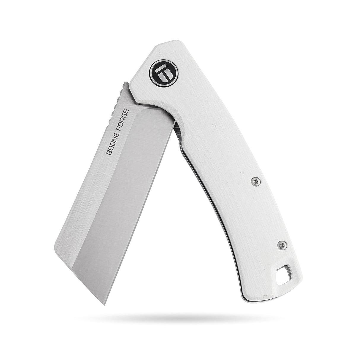 BOONEFORGE Breaker Premium EDC Flipper knife ( 3.34'' Satin 14C28N Blade & White G10 Handle ) - BF903