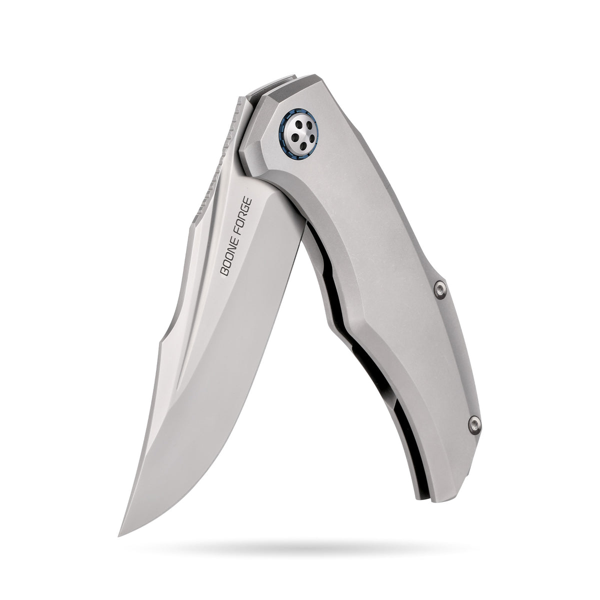 BOONEFORGE Doomsday Premium EDC Flipper knife ( 3.89'' Bead Blasted M390 Blade & Grey TC4 Titanium Handle ) - BF069