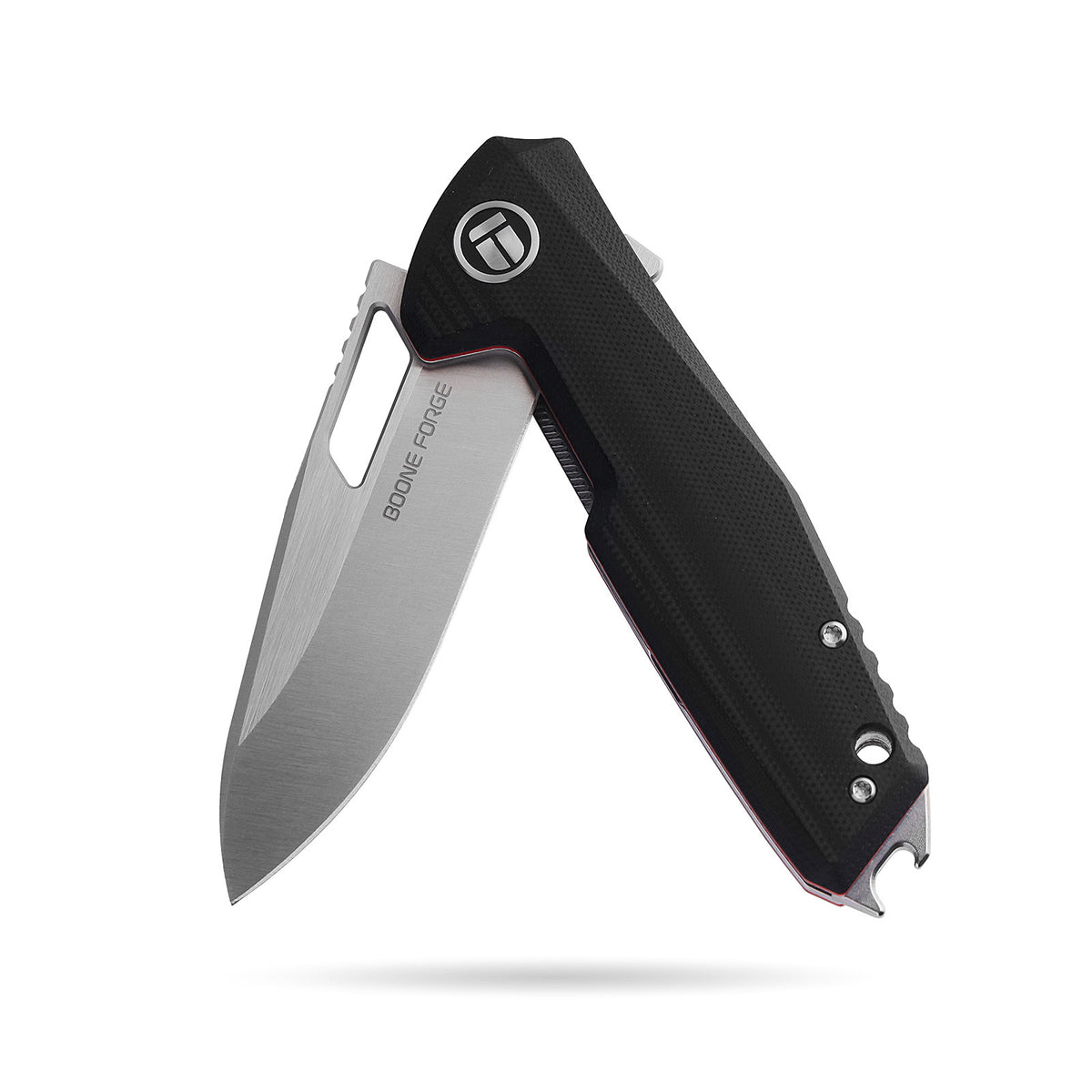 BOONEFORGE Berserker Premium EDC Flipper & Thumb hole knife( 3.07'' Satin 14C28N Blade & Black G10 Handle ) - BF072