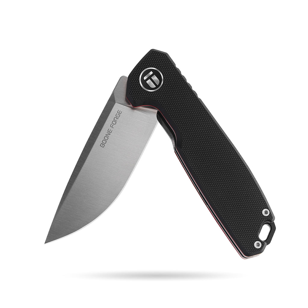 BOONEFORGE Steelwrath Premium EDC Flipper knife  ( 3.23'' Satin 14C28N Blade & Black G10 Handle) - BF010