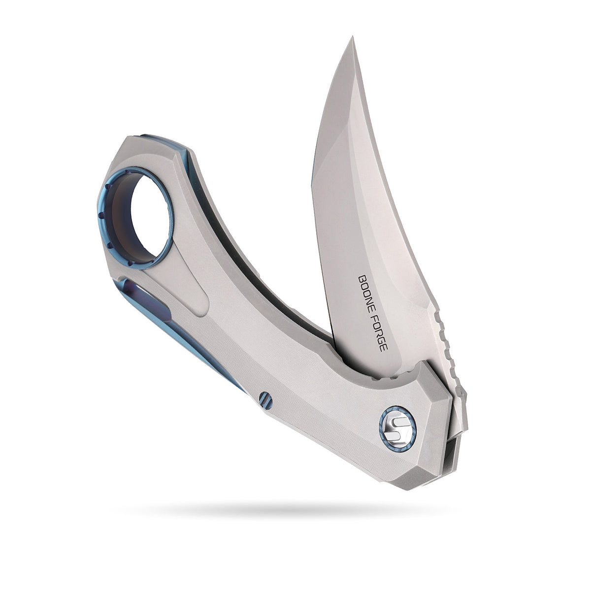 BOONEFORGE Stormwrath Premium EDC Flipper knife ( 3.49'' Bead Blasted M390 Blade & Grey TC4 Titanium Handle ) - BF071