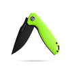 BOONEFORGE Nightvein Premium EDC Flipper knife (3.39'' Black Titanium Plated 14C28N Blade & Fluorescent green G10 Handle) - BF011