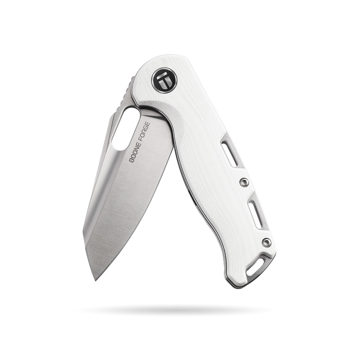BOONEFORGE Warmark Premium EDC Manual thumb knife ( 3.33'' Satin 14C28N Blade & White G10 Handle) - BF009