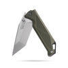 BOONEFORGE Blackshield Premium EDC Fliper & Thumb Stud knife ( 3.94'' Satin 14C28N Blade & Army green G10 Handle ) - BF014A