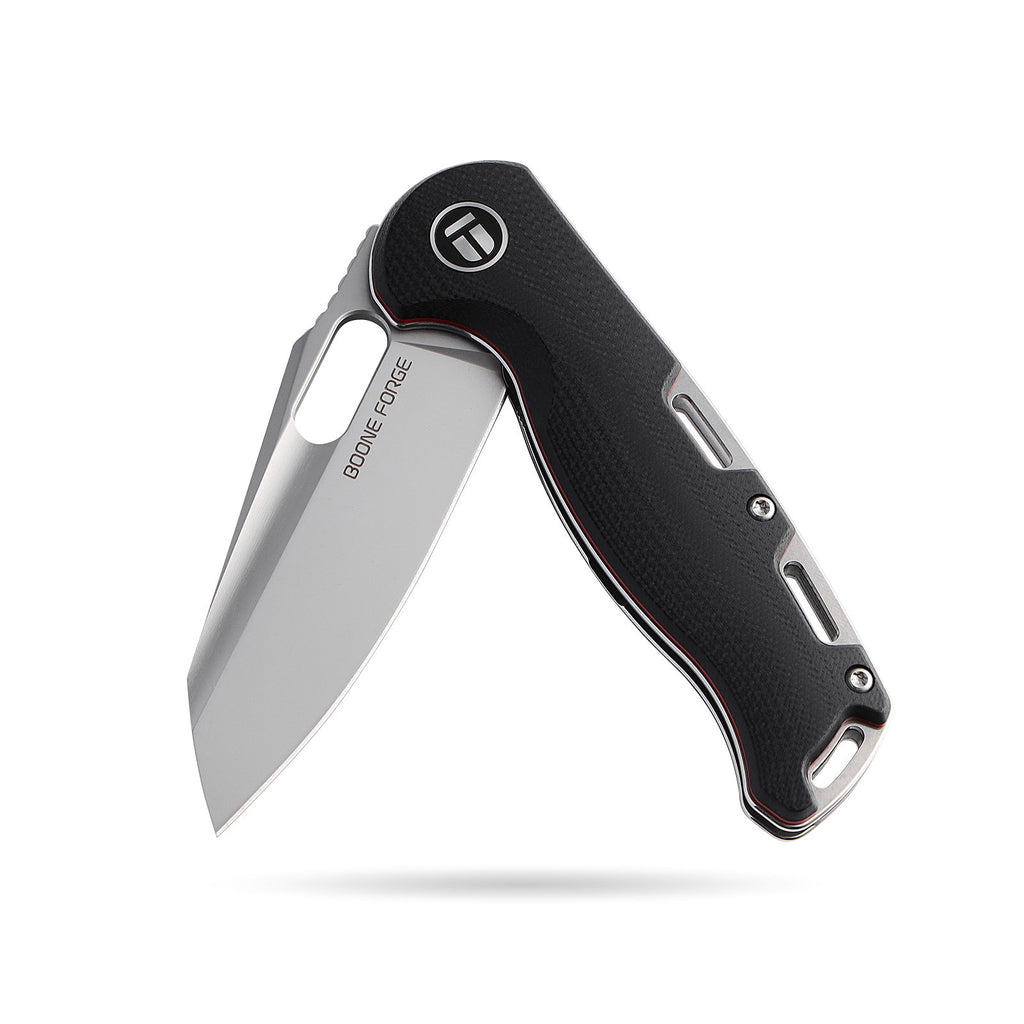 BOONEFORGE Warmark Premium EDC Manual thumb knife ( 3.33'' Bead Blasted 14C28N Blade & Black G10 Handle) - BF009
