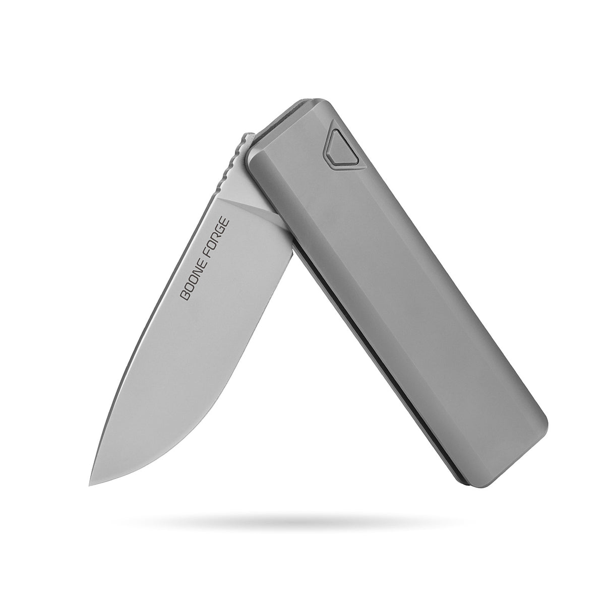 [PRE‑ORDER]BOONEFORGE Stalker Premium EDC Button lock & Flipper knife  ( 3.2" Bead Blasted M390  Blade & Grey TC4 Titanium Handle) - BF003