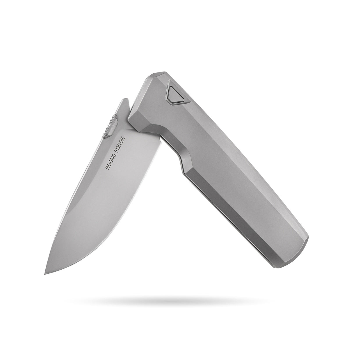 [PRE‑ORDER]BOONEFORGE Forestwrath Premium EDC Button lock & Thumb stud knife ( 3.31" Bead Blasted M390 Blade & Grey TC4 Titanium Handle) - BF006