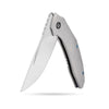 BOONEFORGE Titan Premium EDC Fliper & Thumb Stud knife ( 3.54'' Satin BÖHLER M390 Blade & Grey TC4 Titanium Handle ) - BF056
