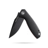 BOONEFORGE Nightvein Premium EDC Flipper knife (3.39'' Black Titanium Plated 14C28N Blade & Black G10 Handle) - BF011