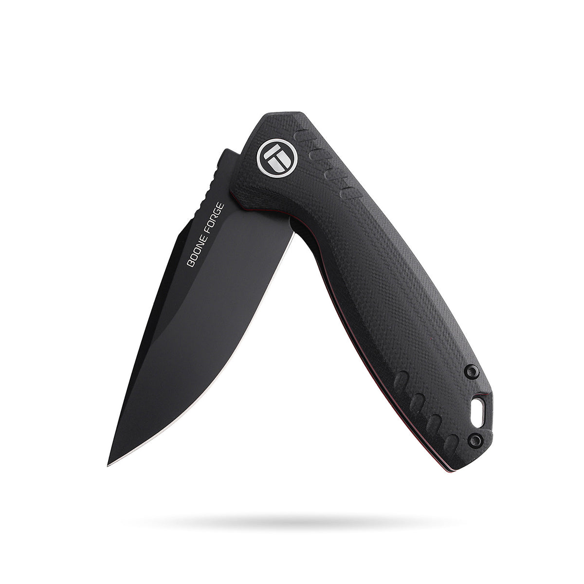 BOONEFORGE Nightvein Premium EDC Flipper knife (3.39'' Black Titanium Plated 14C28N Blade & Black G10 Handle) - BF011