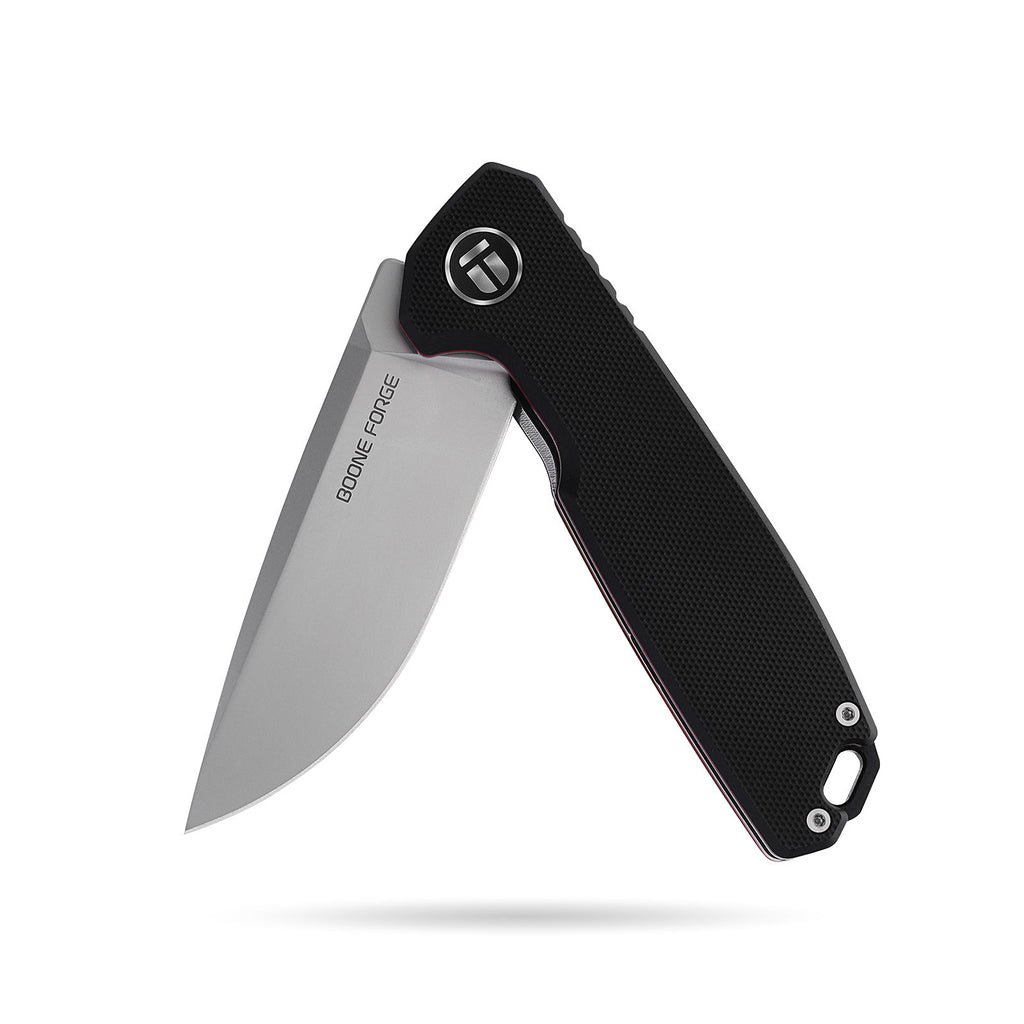 BOONEFORGE Steelwrath Premium EDC Flipper knife ( 3.23'' Bead Blasted 14C28N Blade & Black G10 Handle) - BF010