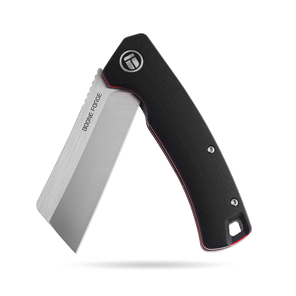 BOONEFORGE Breaker Premium EDC Flipper knife ( 3.34'' Satin 14C28N Blade & Black G10 Handle ) - BF903