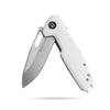 BOONEFORGE Berserker Premium EDC Flipper & Thumb hole knife( 3.07'' Satin 14C28N Blade & White G10 Handle ) - BF072