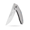 [PRE‑ORDER]BOONEFORGE Titan Premium EDC Fliper & Thumb Stud knife ( 3.54'' Satin M390 Blade & Grey TC4 Titanium Handle ) - BF056