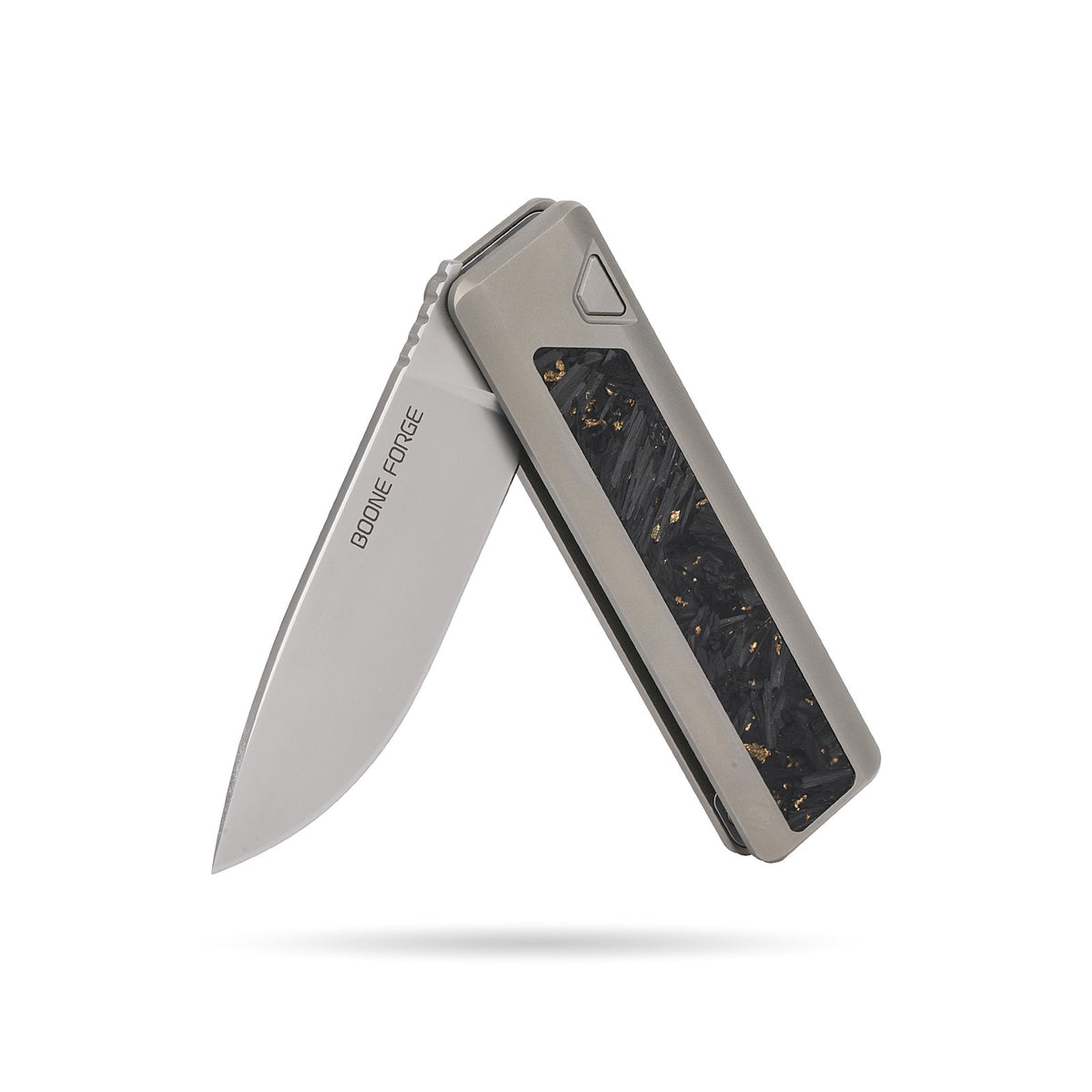 [PRE‑ORDER]BOONEFORGE Wastelander Premium EDC Button lock & Flipper knife (3.2" Bead Blasted M390 Blade & TC4 Titanium Handle/Carbon Fiber ) - BF001