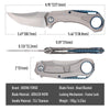 BOONEFORGE Stormwrath Premium EDC Flipper knife ( 3.49'' Bead Blasted BÖHLER M390 Blade & Grey TC4 Titanium Handle ) - BF071