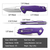 BOONEFORGE Berserker Premium EDC Flipper & Thumb hole knife( 3.07'' Satin 14C28N Blade & Purple G10 Handle ) - BF072