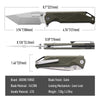BOONEFORGE Blackshield Premium EDC Fliper & Thumb Stud knife ( 3.94'' Satin 14C28N Blade & Army green G10 Handle ) - BF014A