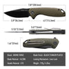 BOONEFORGE Nightvein Premium EDC Flipper knife (3.39'' Black Titanium Plated 14C28N Blade & Army green G10 Handle) - BF011