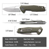 BOONEFORGE Berserker Premium EDC Flipper & Thumb hole knife( 3.07'' Satin 14C28N Blade & Army green G10 Handle ) - BF072