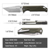 BOONEFORGE Blackshield Premium EDC Flipper & Thumb Stud knife ( 3.94'' Satin Sandvik 14C28N Blade & Army green G10 Handle ) - BF014A