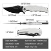 BOONEFORGE Ironstrider Premium EDC Fliper & Thumb Stud knife(3.81'' Black Titanium Plated 14C28N Blade & White G10 Handle ) - BF013A