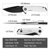 BOONEFORGE Nightvein Premium EDC Flipper knife (3.39'' Black Titanium Plated 14C28N Blade & White G10 Handle) - BF011