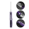 BOONEFORGE Warmark Premium EDC Manual thumb knife ( 3.33'' Satin 14C28N Blade & Purple G10 Handle) - BF009