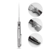 [PRE‑ORDER]BOONEFORGE Huntscar Premium EDC Button lock & Thumb hole knife ( 3.38'' Bead Blasted BÖHLER M390  Blade & Grey TC4 Titanium/Carbon Fiber Handle) - BF008