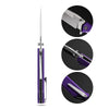 BOONEFORGE Blackshield Premium EDC Fliper & Thumb Stud knife ( 3.94'' Satin 14C28N Blade & Purple G10 Handle ) - BF014A