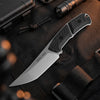 BOONEFORGE Edge Premium EDC Fixed blade knife ( 4.02'' Bead Blasted Stonewash 14C28N Blade & Black Carbon Fiber Handle ) - FD050