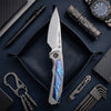 [PRE‑ORDER]BOONEFORGE Wraith Premium EDC Thumb stud knife( 3.93'' Brushed Satin M390 Blade & Grey TC4 Titanium Handle ) - BF062