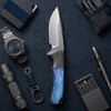BOONEFORGE Valkyrie Premium EDC Fliper & Thumb Stud knife ( 3.77'' Satin BÖHLER M390 Blade & Grey TC4 Titanium Handle ) - BF054