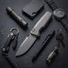 BOONEFORGE Forestwrath Premium EDC Button lock & Thumb stud knife ( 3.31" Bead Blasted BÖHLER M390 Blade & Grey TC4 Titanium Handle) - BF006