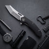 BOONEFORGE Sentinel Premium EDC Flipper & Thumb hole knife ( 3.34'' Satin 14C28N Blade & Black G10 Handle ) - BF904