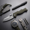 BOONEFORGE Warmark Premium EDC Manual thumb knife ( 3.33'' Satin 14C28N Blade & Army green G10 Handle) - BF009