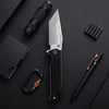BOONEFORGE Blackshield Premium EDC Fliper & Thumb Stud knife ( 3.94'' Satin 14C28N Blade & Black G10 Handle ) - BF014A